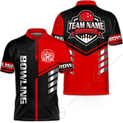 Custom Bowling Team Shirt – Modern Split Design Multicolor Option Personalized Jersey Bowling Uniform For League Players