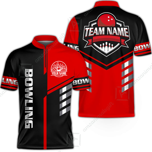 Custom Bowling Team Shirt – Modern Split Design Multicolor Option Personalized Jersey Bowling Uniform For League Players