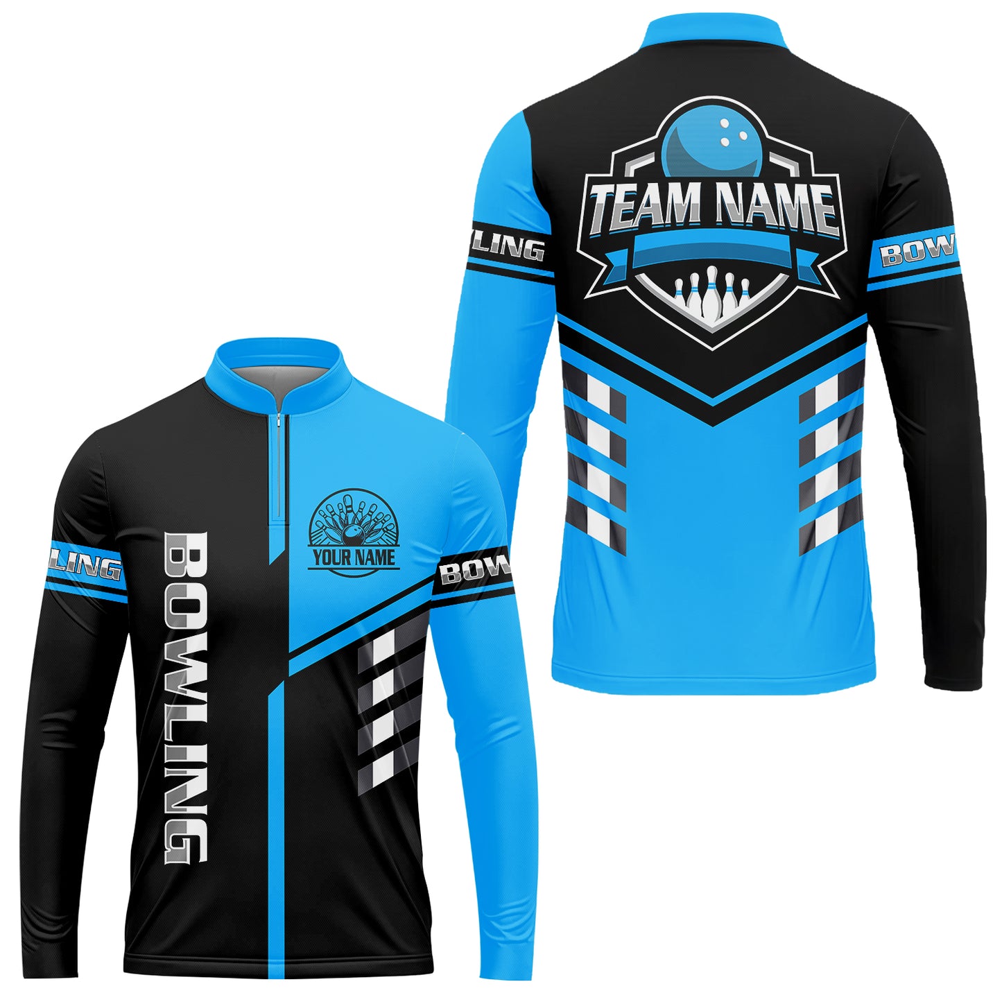 Custom Bowling Team Shirt – Modern Split Design Multicolor Option Personalized Jersey Bowling Uniform For League Players