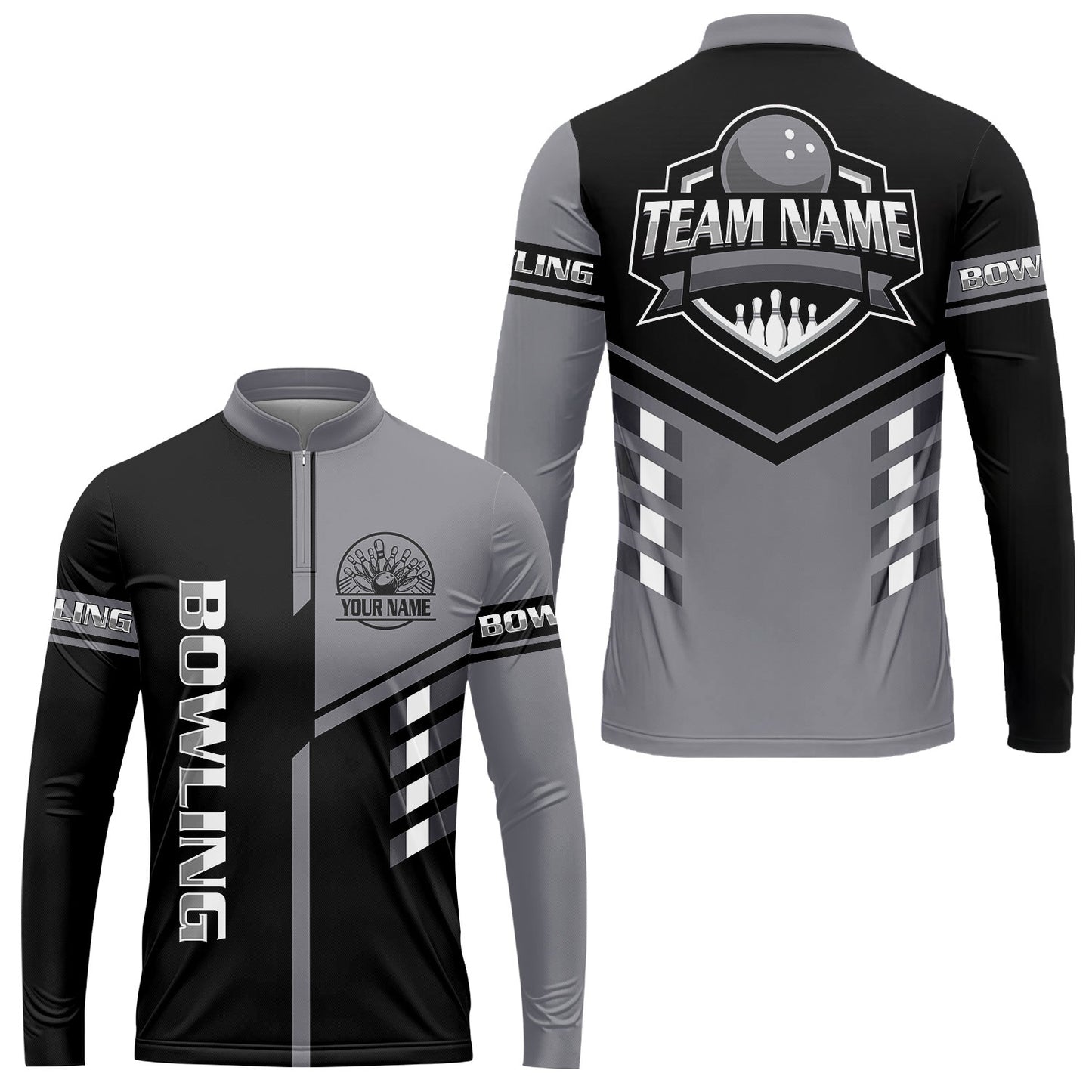 Custom Bowling Team Shirt – Modern Split Design Multicolor Option Personalized Jersey Bowling Uniform For League Players