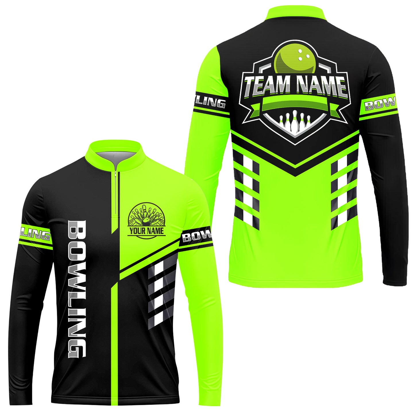 Custom Bowling Team Shirt – Modern Split Design Multicolor Option Personalized Jersey Bowling Uniform For League Players