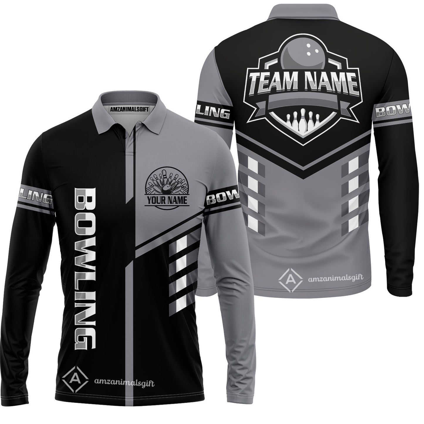 Custom Bowling Team Shirt – Modern Split Design Multicolor Option Personalized Jersey Bowling Uniform For League Players