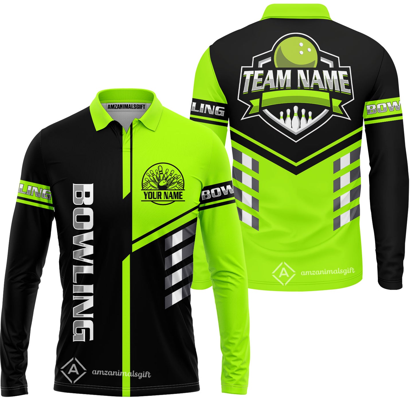 Custom Bowling Team Shirt – Modern Split Design Multicolor Option Personalized Jersey Bowling Uniform For League Players