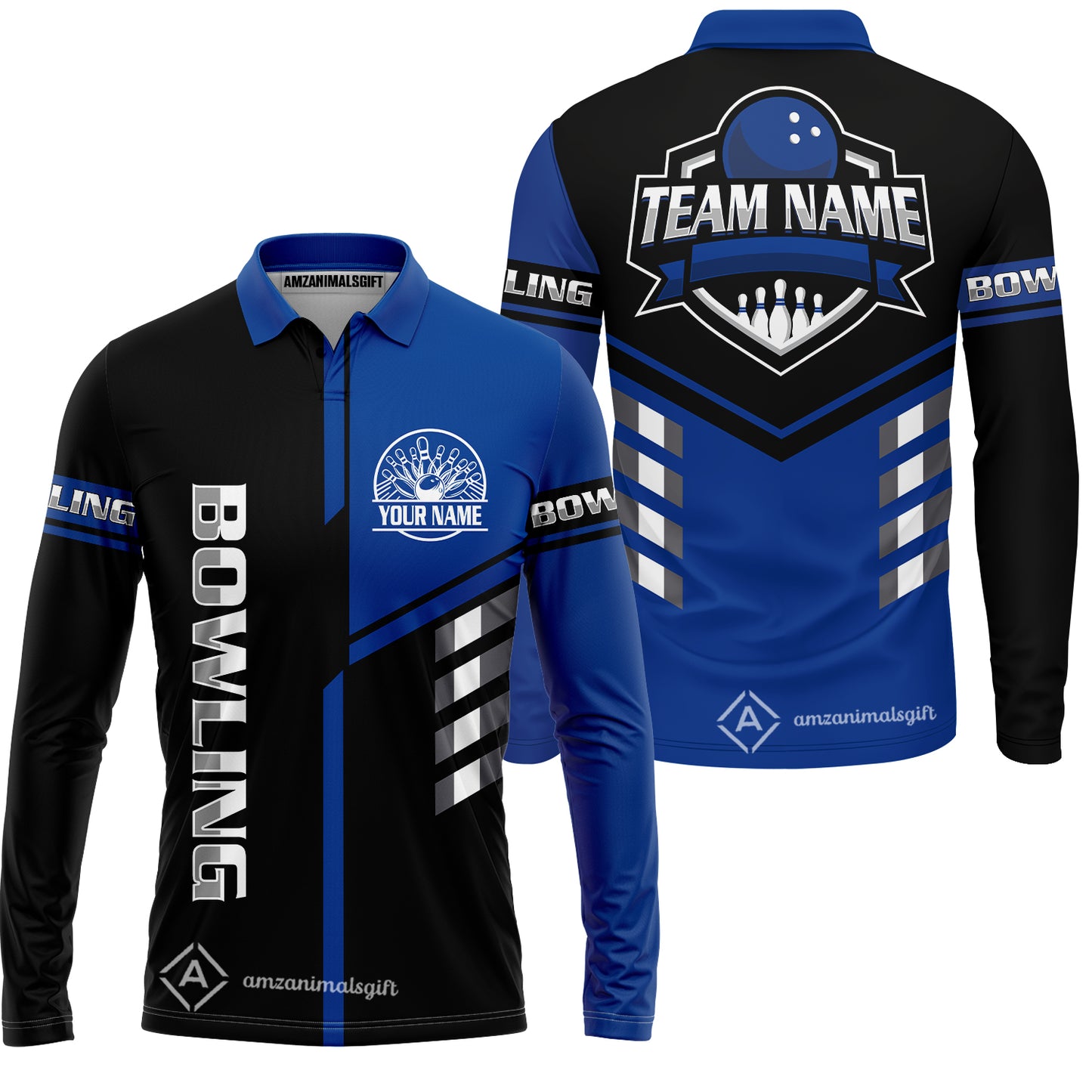 Custom Bowling Team Shirt – Modern Split Design Multicolor Option Personalized Jersey Bowling Uniform For League Players