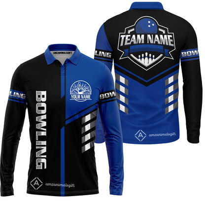 Custom Bowling Team Shirt – Modern Split Design Multicolor Option Personalized Jersey Bowling Uniform For League Players