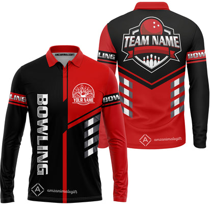 Custom Bowling Team Shirt – Modern Split Design Multicolor Option Personalized Jersey Bowling Uniform For League Players