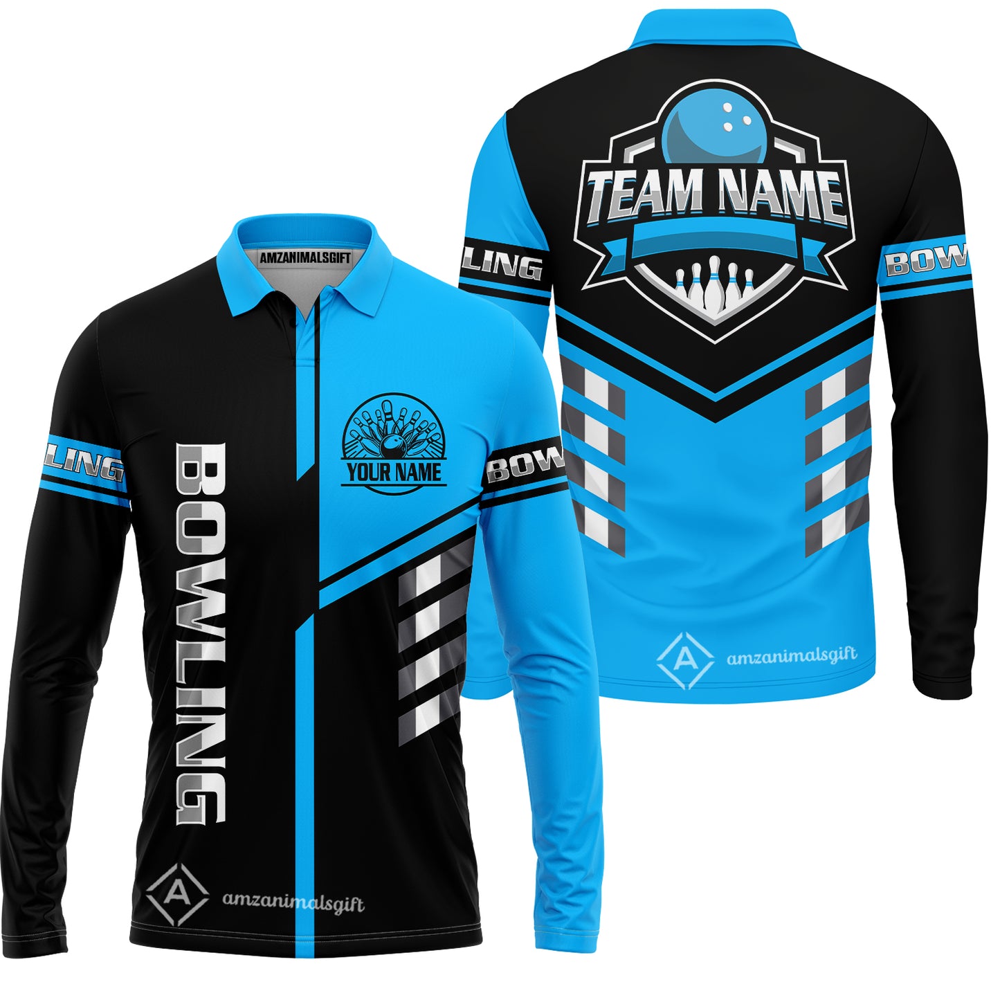 Custom Bowling Team Shirt – Modern Split Design Multicolor Option Personalized Jersey Bowling Uniform For League Players