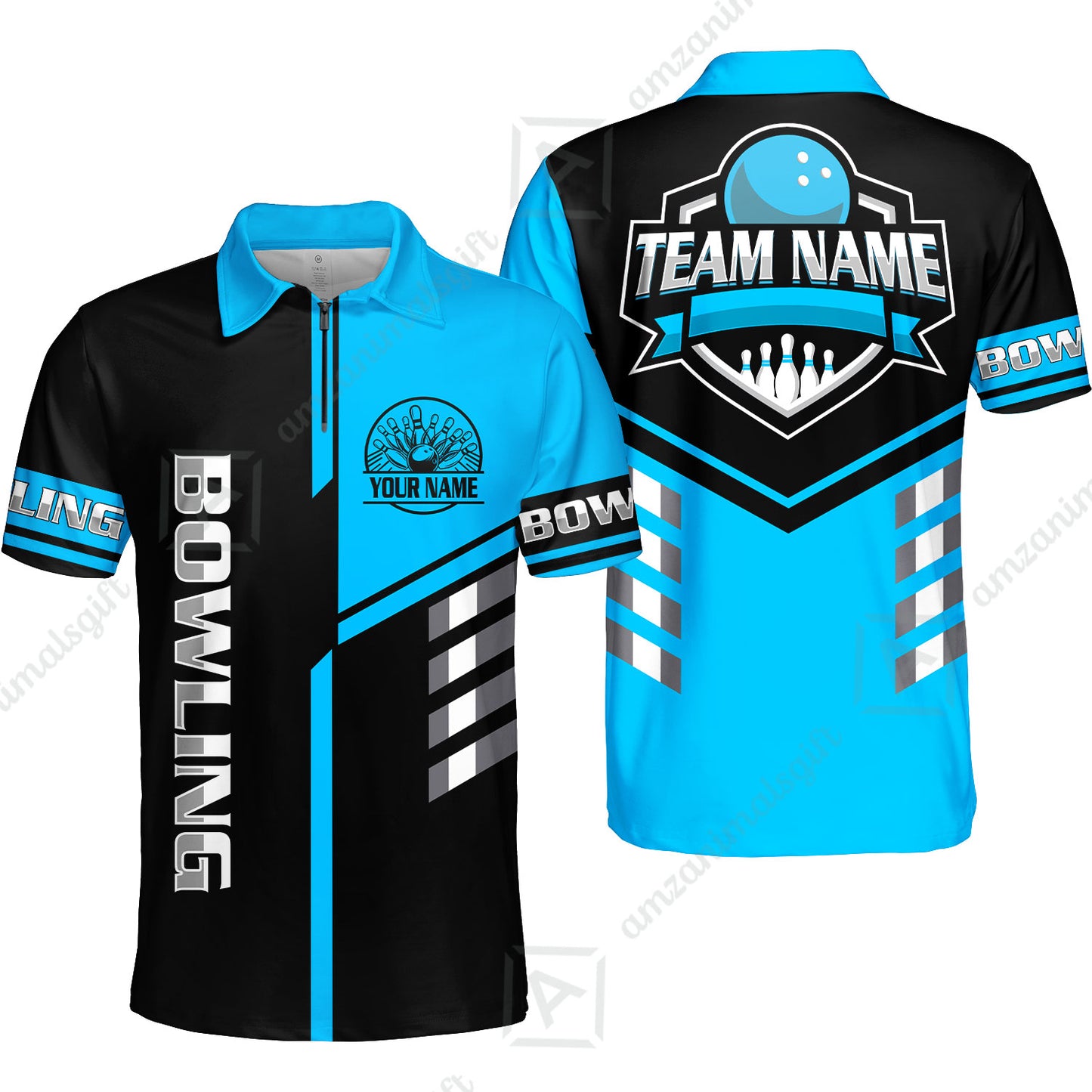 Custom Bowling Team Shirt – Modern Split Design Multicolor Option Personalized Jersey Bowling Uniform For League Players