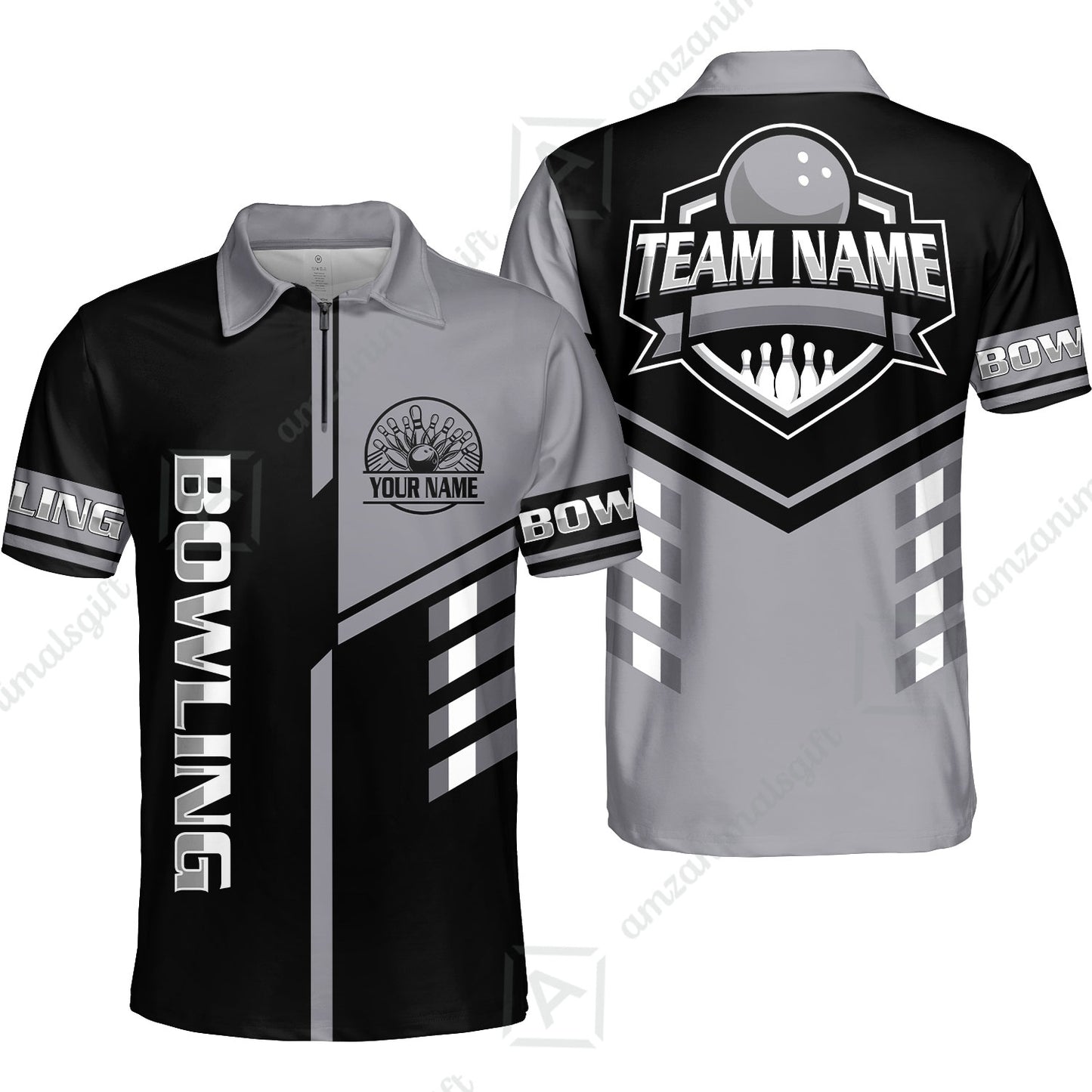Custom Bowling Team Shirt – Modern Split Design Multicolor Option Personalized Jersey Bowling Uniform For League Players