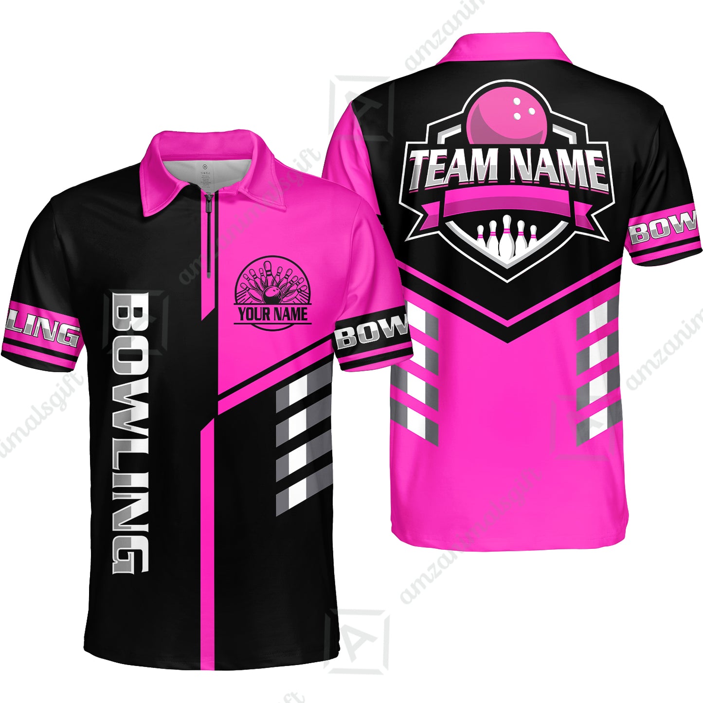 Custom Bowling Team Shirt – Modern Split Design Multicolor Option Personalized Jersey Bowling Uniform For League Players