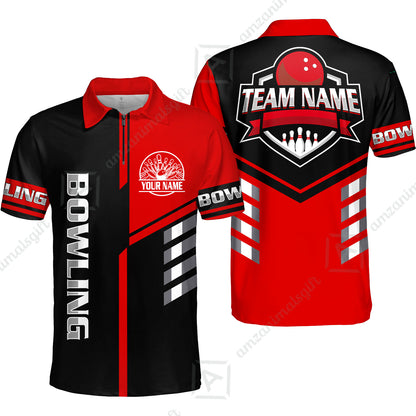 Custom Bowling Team Shirt – Modern Split Design Multicolor Option Personalized Jersey Bowling Uniform For League Players