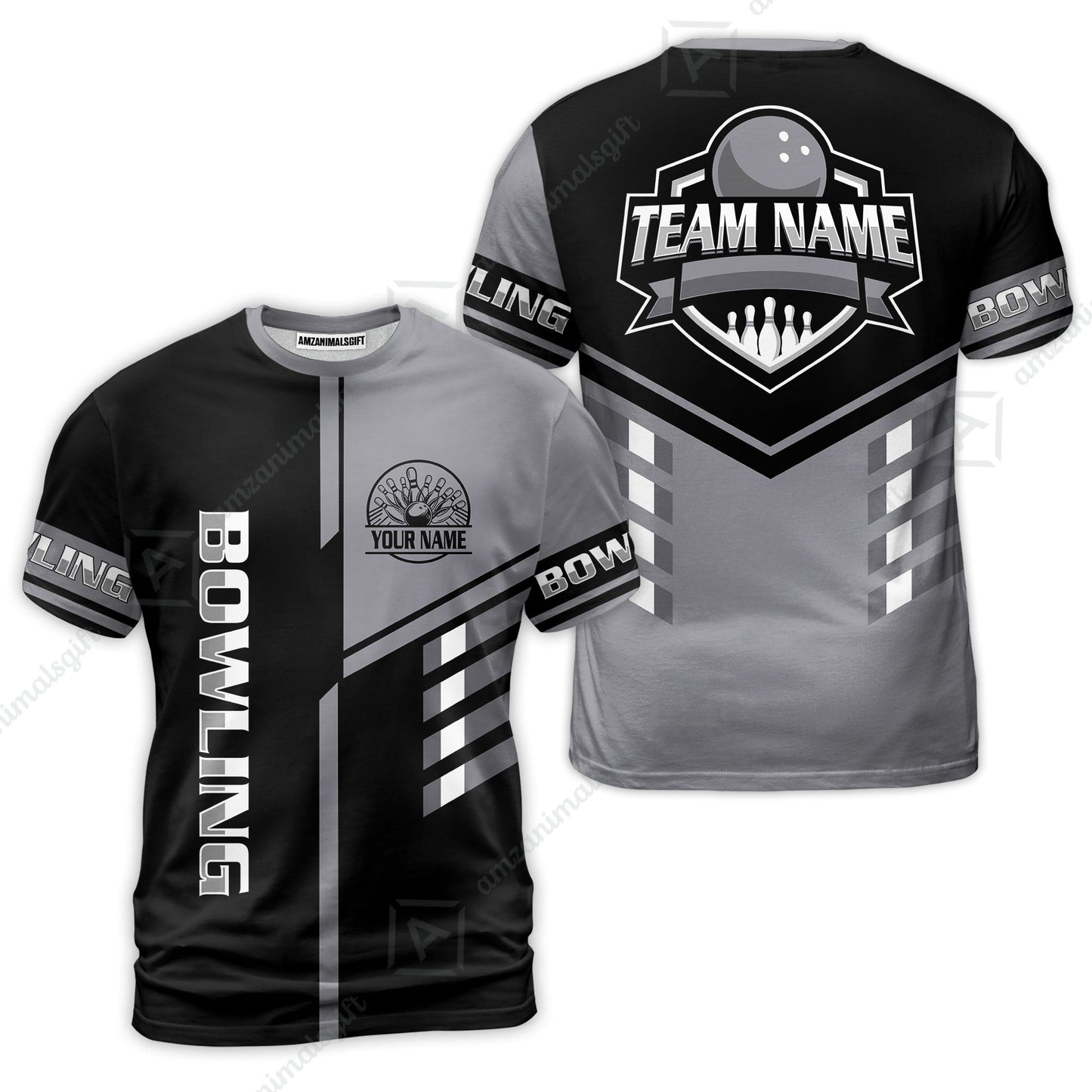 Custom Bowling Team Shirt – Modern Split Design Multicolor Option Personalized Jersey Bowling Uniform For League Players