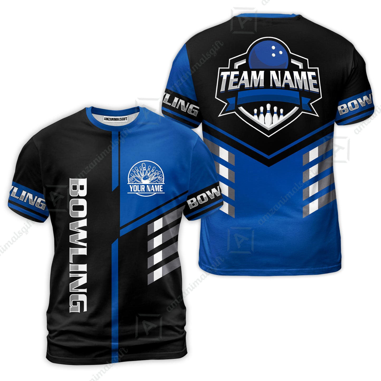 Custom Bowling Team Shirt – Modern Split Design Multicolor Option Personalized Jersey Bowling Uniform For League Players