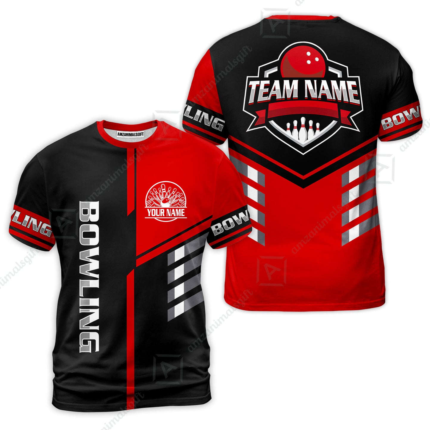 Custom Bowling Team Shirt – Modern Split Design Multicolor Option Personalized Jersey Bowling Uniform For League Players