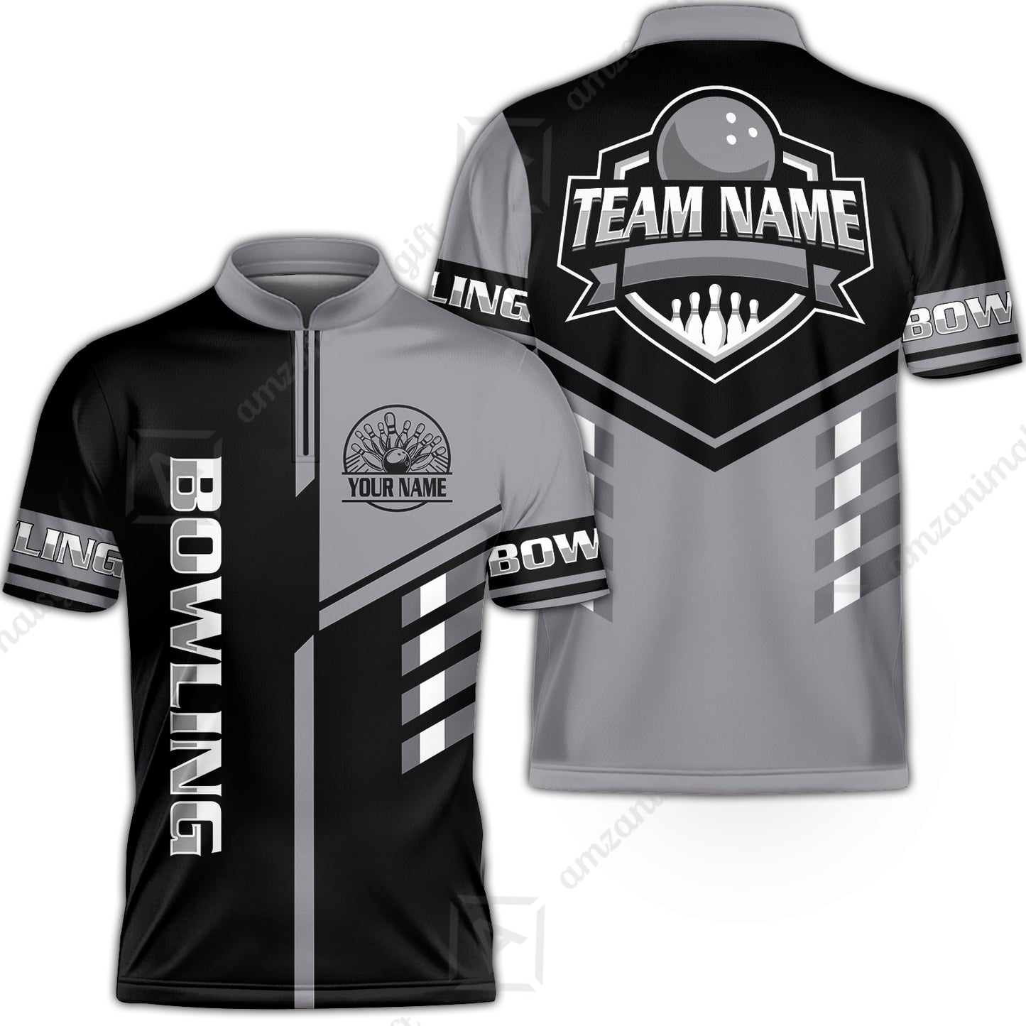 Custom Bowling Team Shirt – Modern Split Design Multicolor Option Personalized Jersey Bowling Uniform For League Players