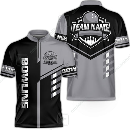 Custom Bowling Team Shirt – Modern Split Design Multicolor Option Personalized Jersey Bowling Uniform For League Players