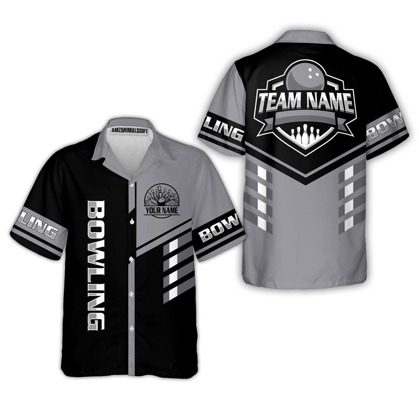 Custom Bowling Team Shirt – Modern Split Design Multicolor Option Personalized Jersey Bowling Uniform For League Players