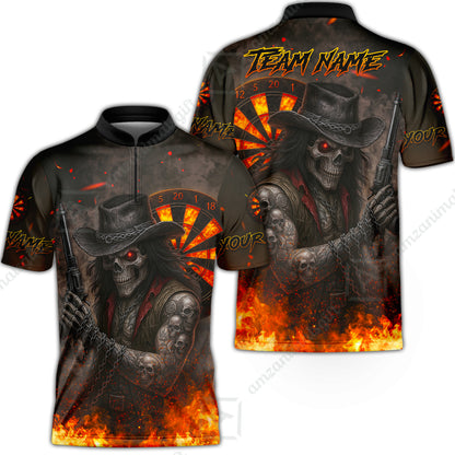 Customized Darts Team Uniform Shirt Darts Reaper Gunslinger Multicolor, Personalized Name And Team Name Darts Shirt