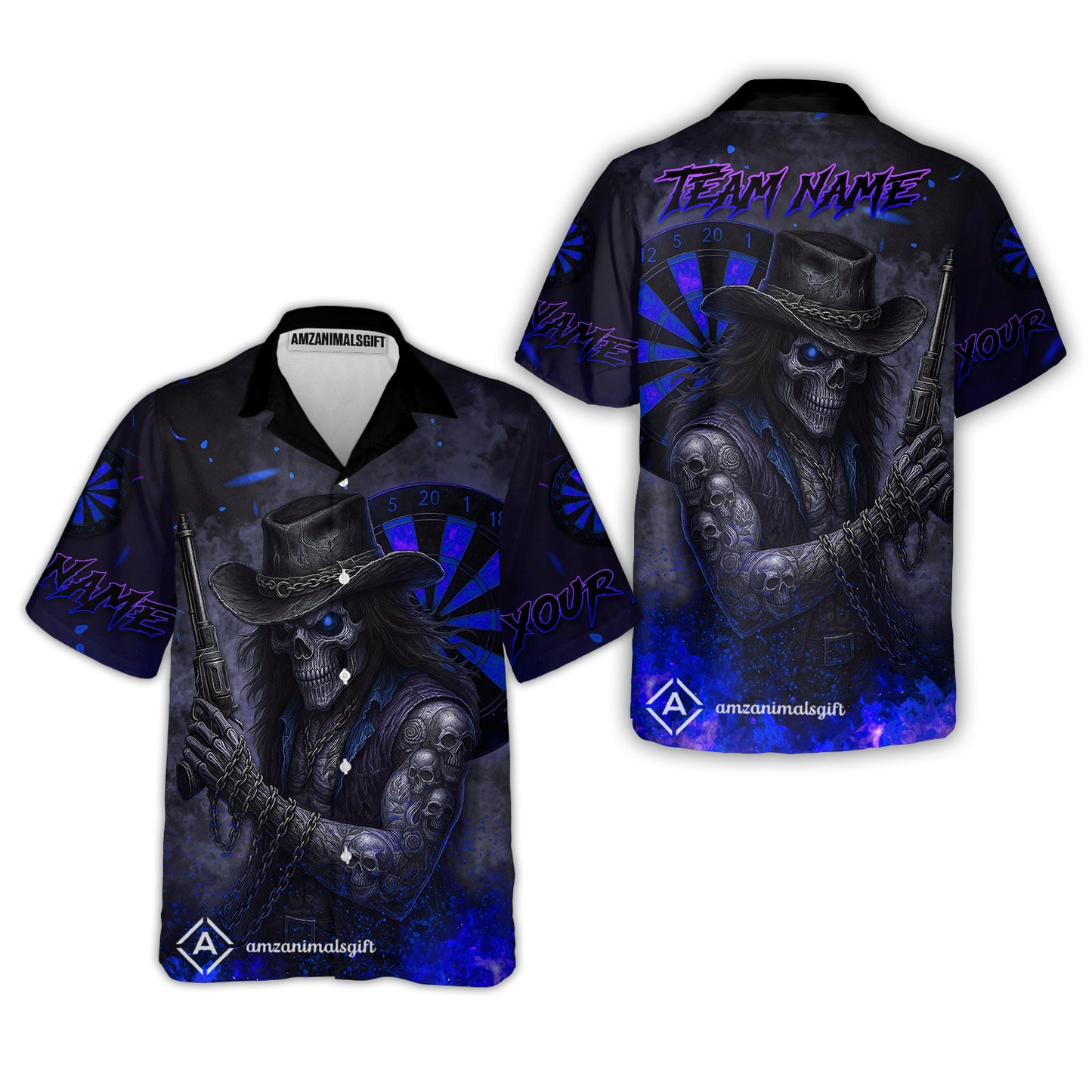 Customized Darts Team Uniform Shirt Darts Reaper Gunslinger Multicolor, Personalized Name And Team Name Darts Shirt