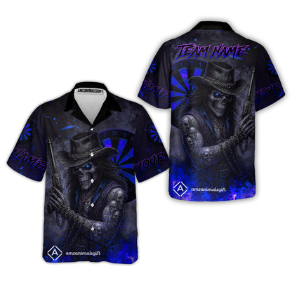 Customized Darts Team Uniform Shirt Darts Reaper Gunslinger Multicolor, Personalized Name And Team Name Darts Shirt