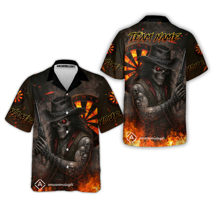 Customized Darts Team Uniform Shirt Darts Reaper Gunslinger Multicolor, Personalized Name And Team Name Darts Shirt