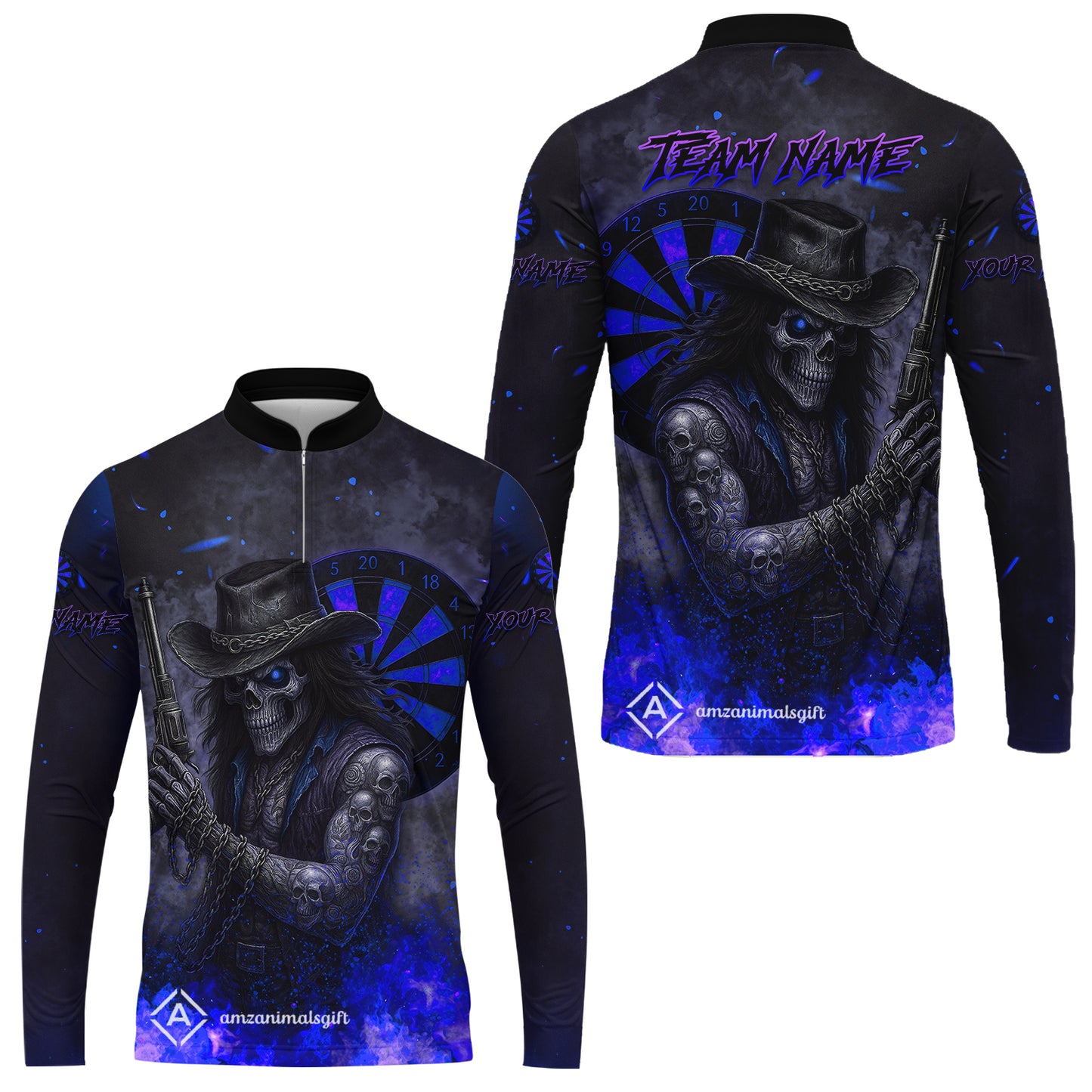 Customized Darts Team Uniform Shirt Darts Reaper Gunslinger Multicolor, Personalized Name And Team Name Darts Shirt