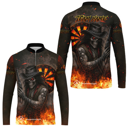 Customized Darts Team Uniform Shirt Darts Reaper Gunslinger Multicolor, Personalized Name And Team Name Darts Shirt