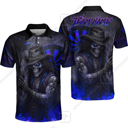 Customized Darts Team Uniform Shirt Darts Reaper Gunslinger Multicolor, Personalized Name And Team Name Darts Shirt