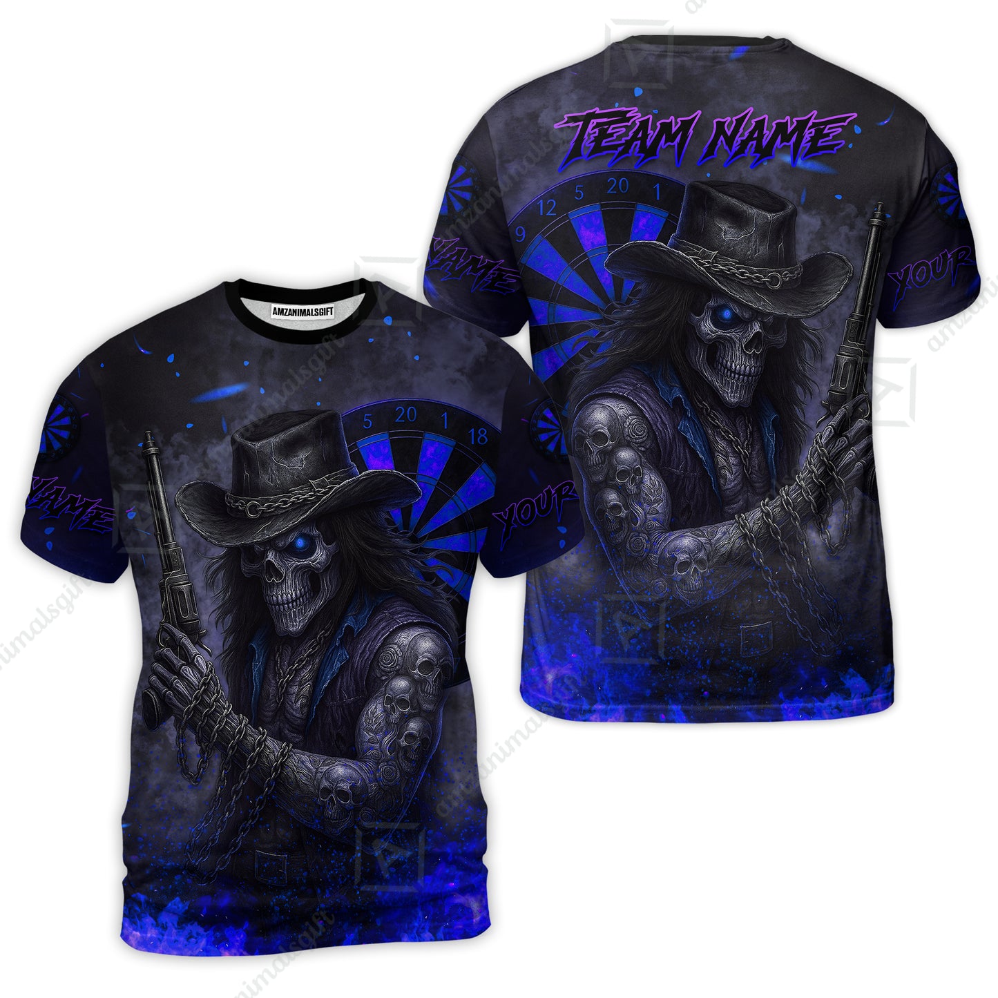 Customized Darts Team Uniform Shirt Darts Reaper Gunslinger Multicolor, Personalized Name And Team Name Darts Shirt