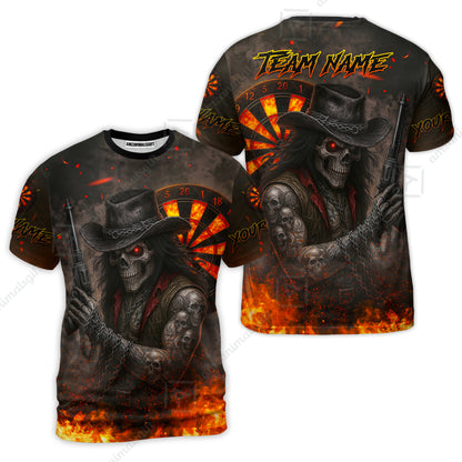 Customized Darts Team Uniform Shirt Darts Reaper Gunslinger Multicolor, Personalized Name And Team Name Darts Shirt