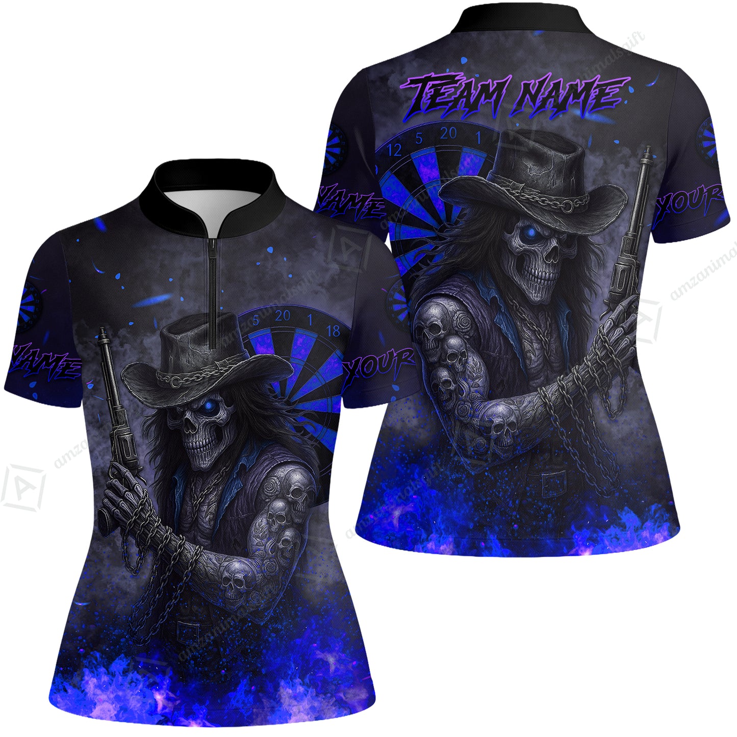 Customized Darts Team Uniform Shirt Darts Reaper Gunslinger Multicolor, Personalized Name And Team Name Darts Shirt
