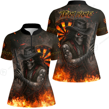 Customized Darts Team Uniform Shirt Darts Reaper Gunslinger Multicolor, Personalized Name And Team Name Darts Shirt