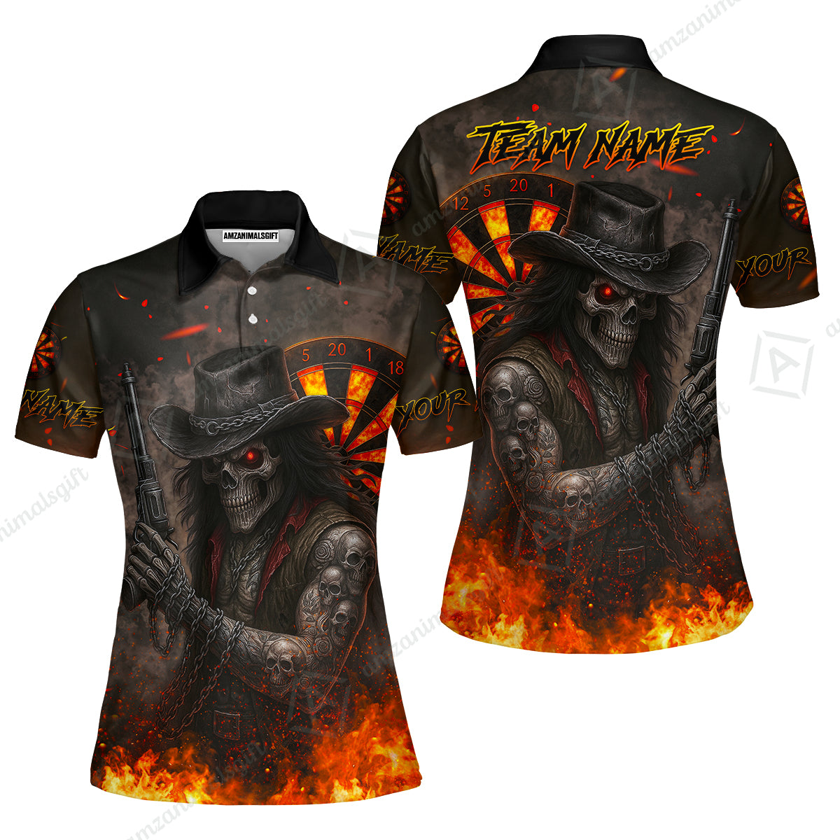 Customized Darts Team Uniform Shirt Darts Reaper Gunslinger Multicolor, Personalized Name And Team Name Darts Shirt