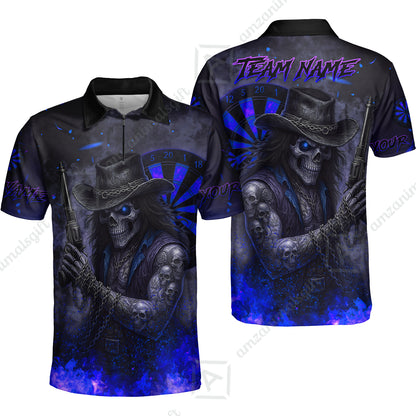 Customized Darts Team Uniform Shirt Darts Reaper Gunslinger Multicolor, Personalized Name And Team Name Darts Shirt
