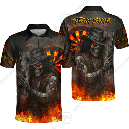 Customized Darts Team Uniform Shirt Darts Reaper Gunslinger Multicolor, Personalized Name And Team Name Darts Shirt