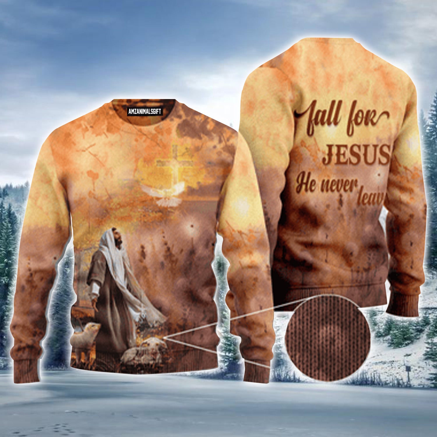 Dandelion Cross Light Peace Dove Fall For Jesus Urly Sweater, Christmas Sweater For Men & Women - Perfect Gift For New Year, Winter, Christmas