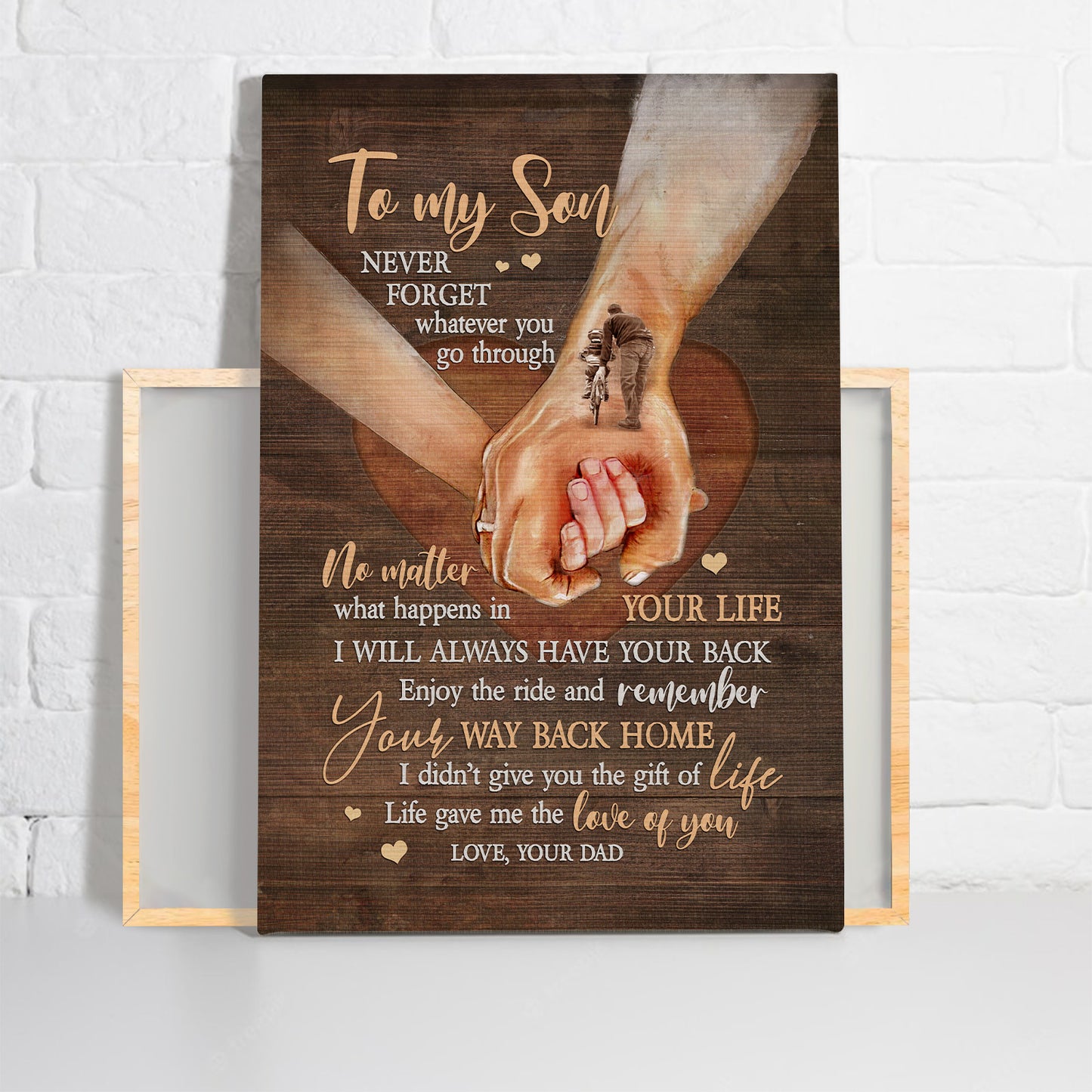 Family Premium Wrapped Portrait Canvas - Dad To Son, Holding Hands, Sweet Heart, I Will Always Have Your Back - Gift For Members Family