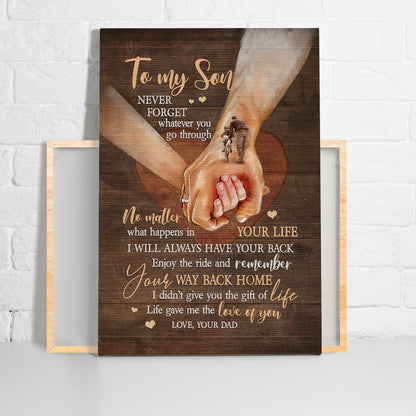 Family Premium Wrapped Portrait Canvas - Dad To Son, Holding Hands, Sweet Heart, I Will Always Have Your Back - Gift For Members Family