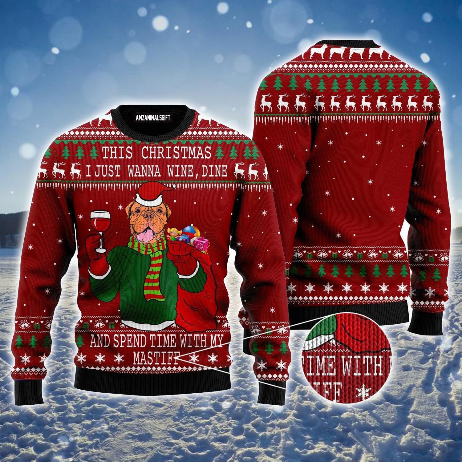 English Mastiff Merry Christmas Ugly Sweater For Men & Women, Perfect Outfit For Christmas New Year Autumn Winter