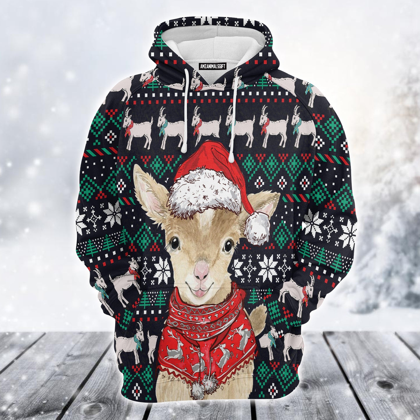 Cute Goat Premium Christmas Hoodie, Goat Merry Christmas Pattern Unisex Hoodie For Men & Women - Perfect Gift For Christmas, Goat Lovers, Friends