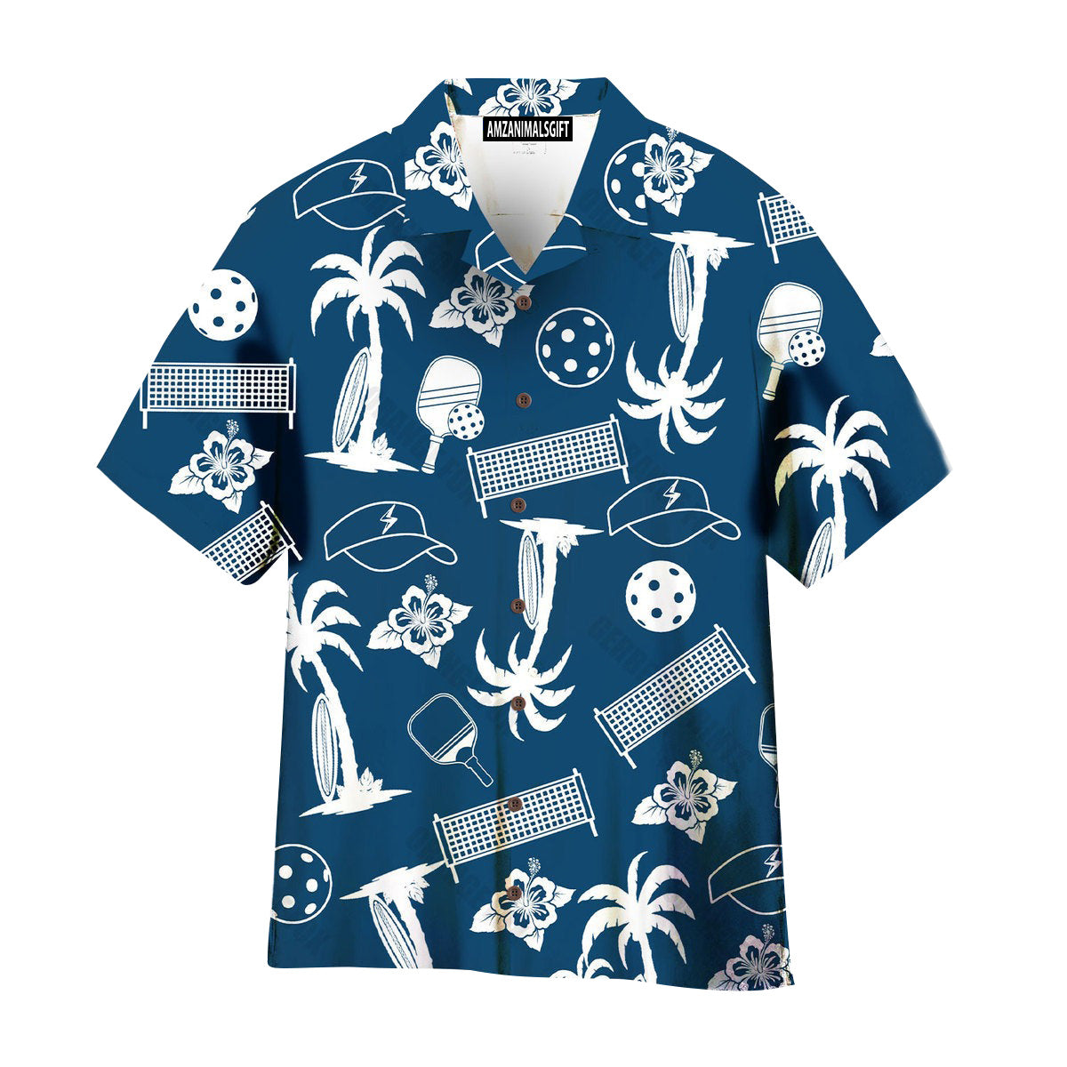 Pickleball Blue Tropical Palm Tree Hawaiian Shirt, Perfect Outfit For Men And Women On Summer Tropical Hawaiian Pickleball Lovers