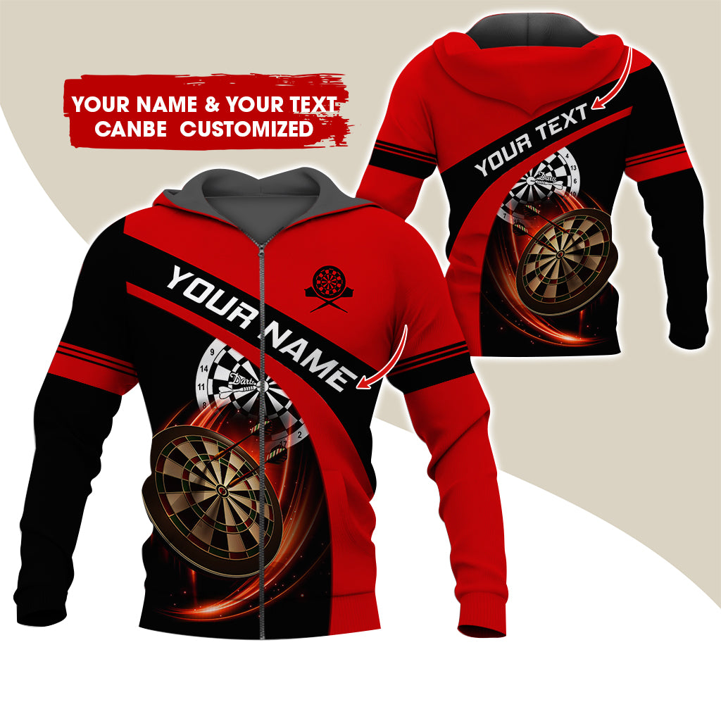 Personalized Name Darts Premium Zip Hoodie , Custom Name Dartboard Zip Hoodie For Men & Women - Gift For Darts Lovers, Darts Players
