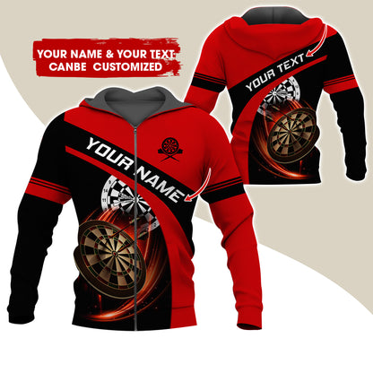Personalized Name Darts Premium Zip Hoodie , Custom Name Dartboard Zip Hoodie For Men & Women - Gift For Darts Lovers, Darts Players