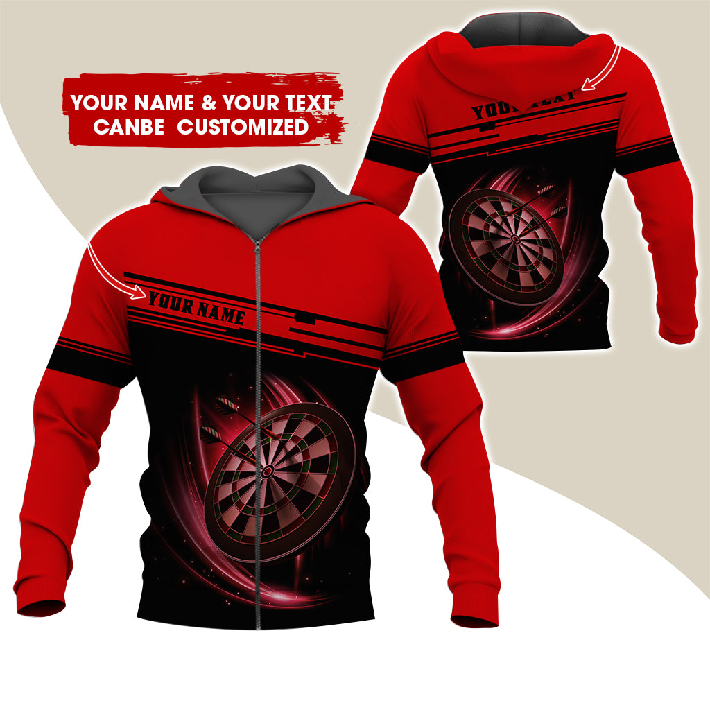 Personalized Name & Text Darts Premium Zip Hoodie, Custom Name Dartboard Zip Hoodie For Men & Women - Gift For Darts Lovers, Darts Players