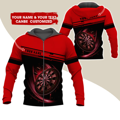 Personalized Name & Text Darts Premium Zip Hoodie, Custom Name Dartboard Zip Hoodie For Men & Women - Gift For Darts Lovers, Darts Players