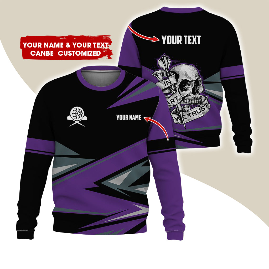 Customized Name & Text Darts Sweatshirt, Personalized Skull Darts Sweatshirt For Men & Women - Gift For Darts Lovers, Darts Players