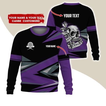 Customized Name & Text Darts Sweatshirt, Personalized Skull Darts Sweatshirt For Men & Women - Gift For Darts Lovers, Darts Players