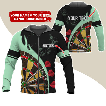 Customized Name & Text Darts Premium Zip Hoodie, Personalized Darts Is My Life Zip Hoodie For Men & Women - Gift For Darts Lovers, Darts Players
