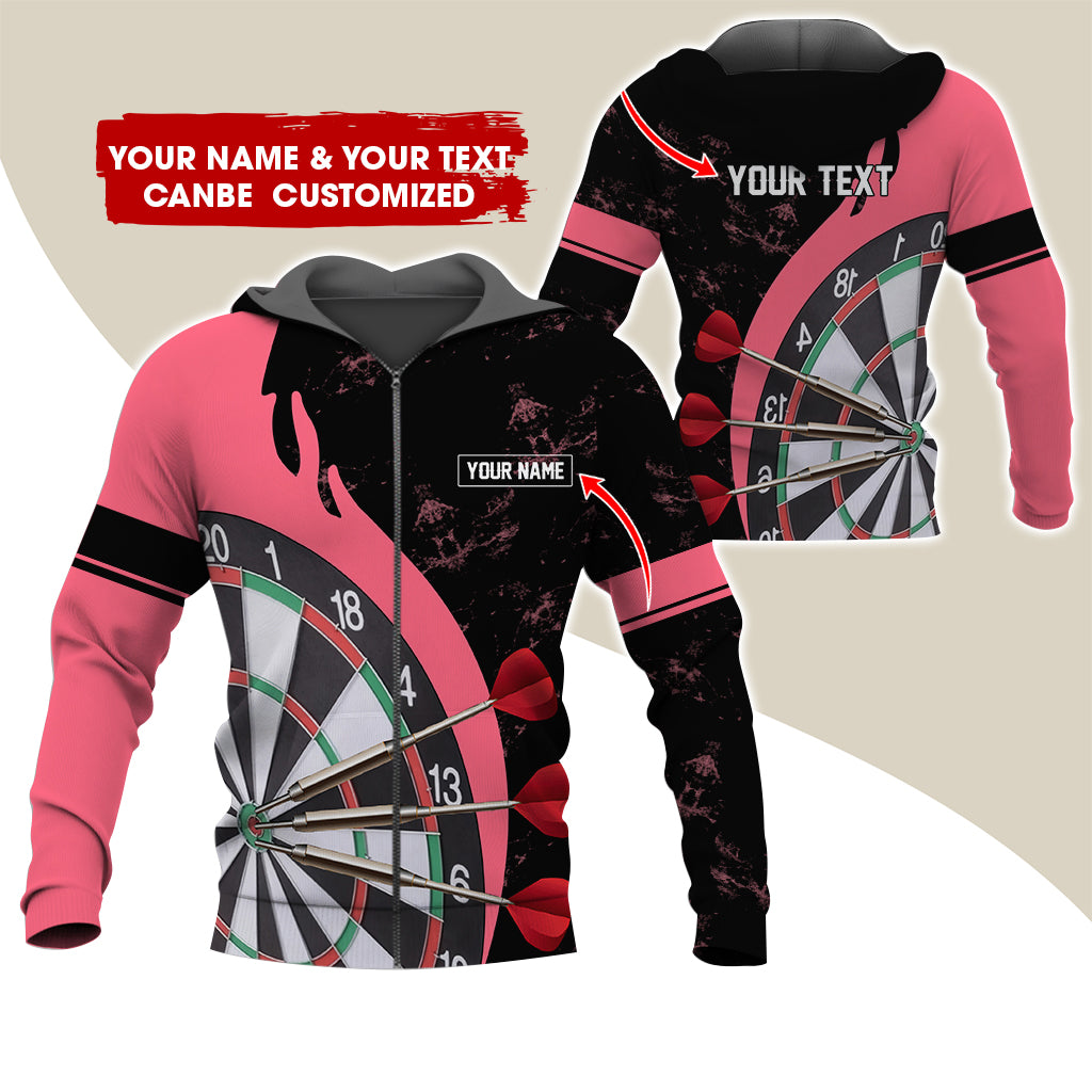 Personalized Name & Text Darts Premium Zip Hoodie, Custom Name Darts Team Zip Hoodie For Men & Women - Gift For Darts Lovers, Darts Players