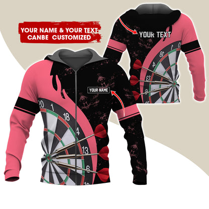 Personalized Name & Text Darts Premium Zip Hoodie, Custom Name Darts Team Zip Hoodie For Men & Women - Gift For Darts Lovers, Darts Players